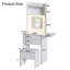 Petit meuble-lavabo de chambre avec 3 miroirs lumineux réglables et une chaise de rangement - blanc, panneau pour la table de maquillage