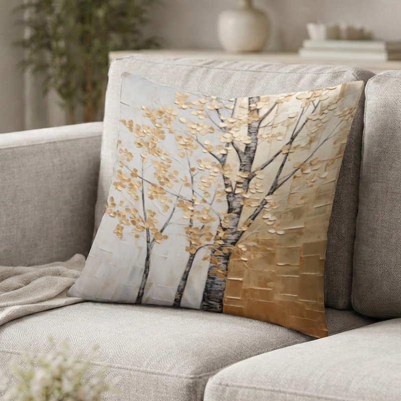 Coussin décoratif Trees - Minimalisme Golden Trees Harmony II, H 18 po x l 18 po