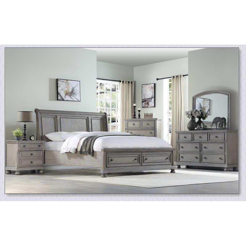 Storage Bed, Antique Gray, Queen