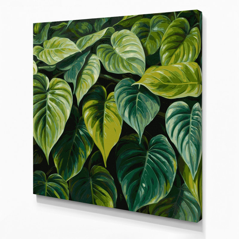 Art mural sur toile vert, Hawaiian Philodendron, H 12 po x l 12 po