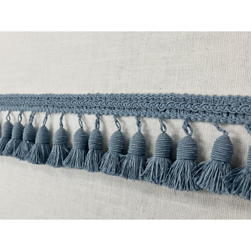 Garniture de créateur à franges en fausse soie bleu français French Raffia Nubby