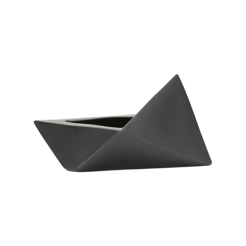 Origami Vase - Kuro, Black Glaze