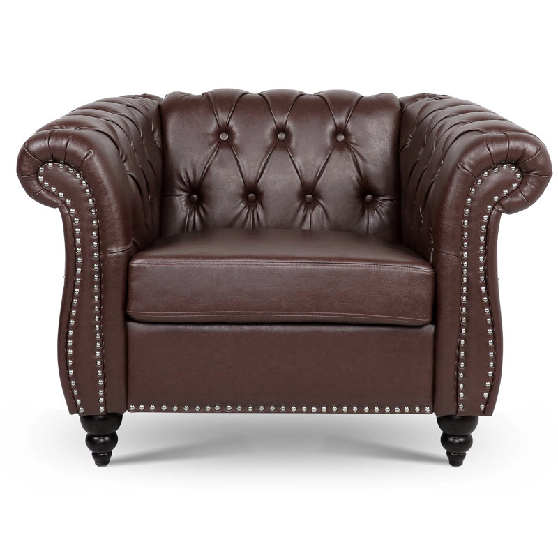 Dushyant 38,98 de large, Simili cuir brun foncé, Noir