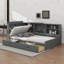 Wooden Twin-Size Platform Bed With Headboard Storage, Shelving Compartments, And Two Integrated Drawers-1434251279