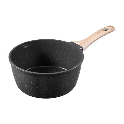 Casserole de 1,5 pte, casserole antiadhésive avec couvercle en verre trempé, casserole de cuisson polyvalente avec poignée détachable, petite casserole de cuisine avec revêtement, compatible avec l'induction, noire