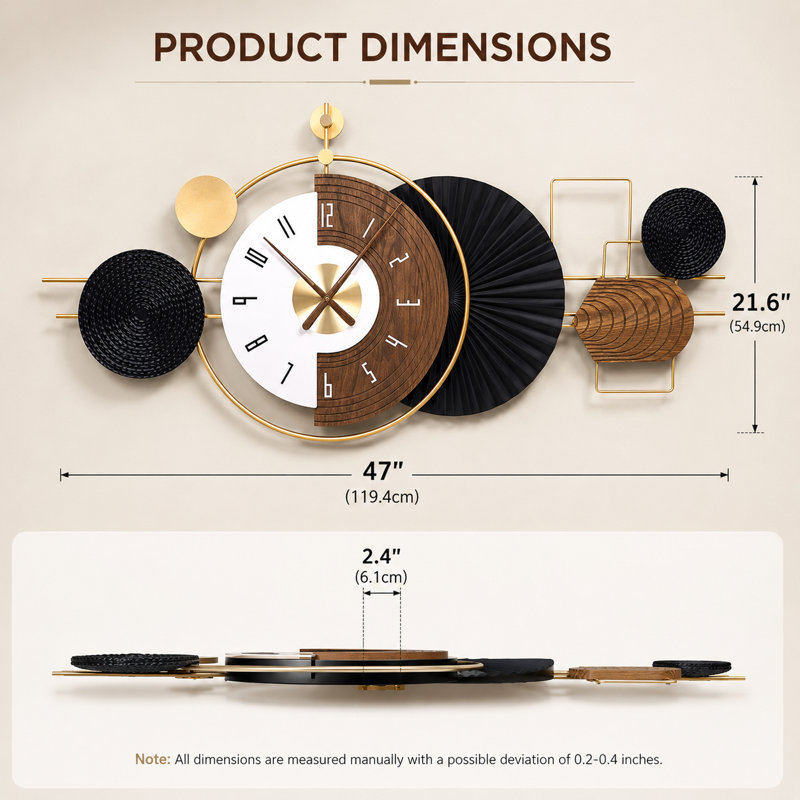 Horloge murale extra large de 47 x 21,6 pouces