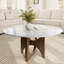 Table basse moderne Arab Wabi-Sabi de 35 po avec base en bois massif arqué creux pour appartement et salon-1270217328-1270217337