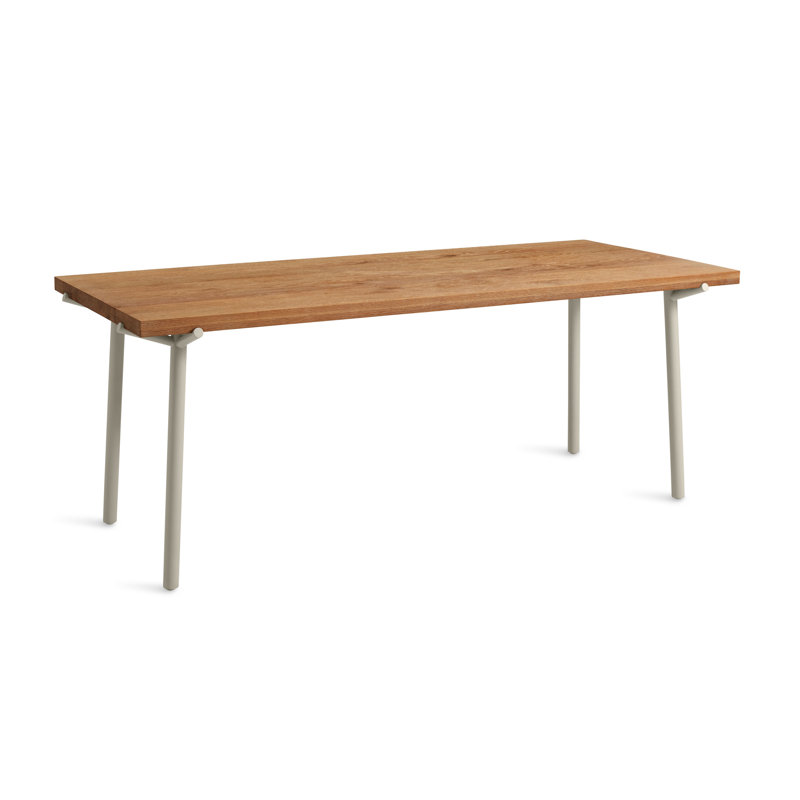 Branch Oak Solid Wood Top Dining Table, 33" W x 91" L, Gray, Oak