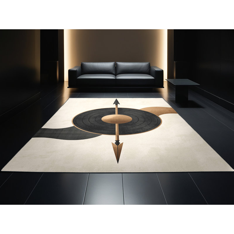 Tapis beige moelleux et moelleux en bouclier minimaliste beige Dunmire, 7 x 9