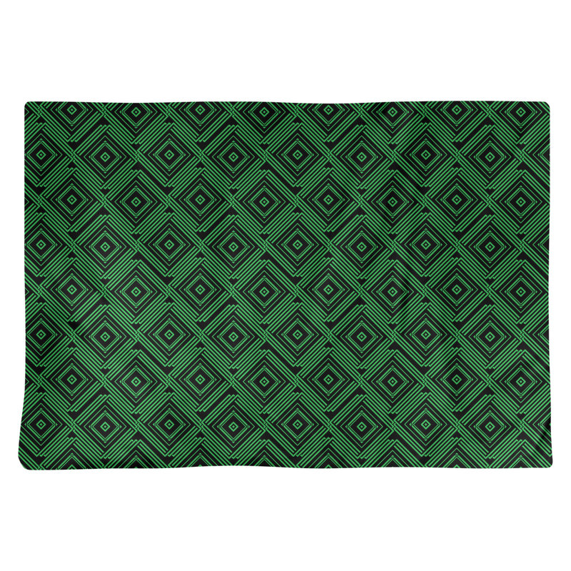 Napperon en coton 18 po Square Maze, Noir / Vert