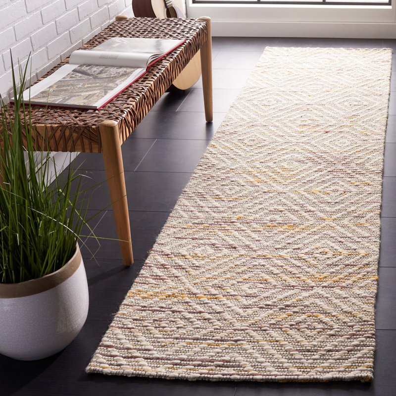 Tapis géométrique tissé à la main Geiser, Tapis de couloir 2 pi 3 po x 9 pi