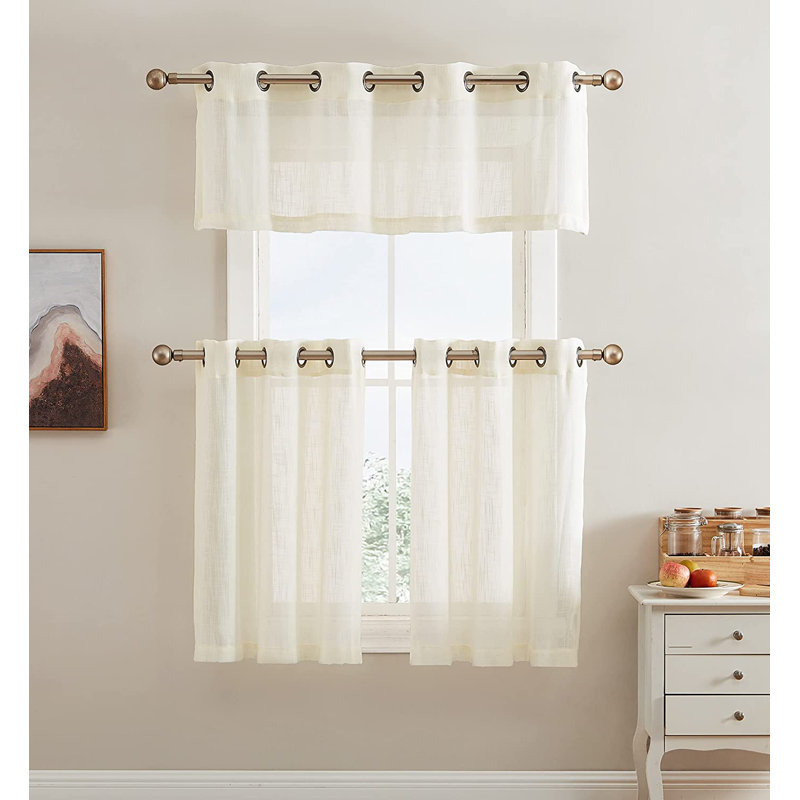 Aleksander Tailored Cafe Curtain, 54" W x 45" L, Ivory