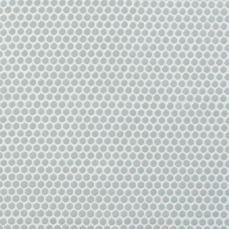 Eden 2.0 Modern Rimmed Penny Round Polished Porcelain Mosaic, Mist Gray