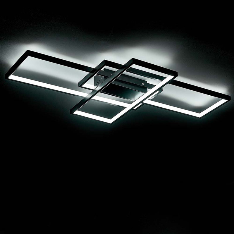 Raffa 3-Light LED Semi Flush Mount, Black, 10cm H x 90cm W x 60cm D