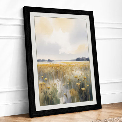 Wildflower Field at Rest Scandinavian - Framed Print