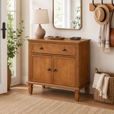 Farmhouse Wood Accent Cabinet with Drawer and Double-Door Storage, USB & Type-C Ports