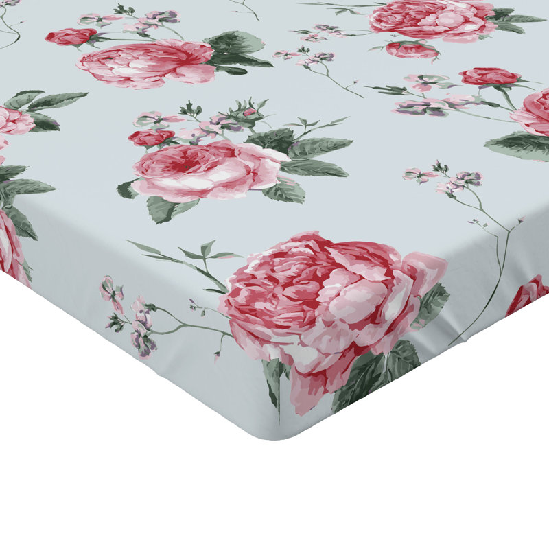 Drap-housse orange Ambesonne, Réséda / vert / floral rose, Drap-housse grand