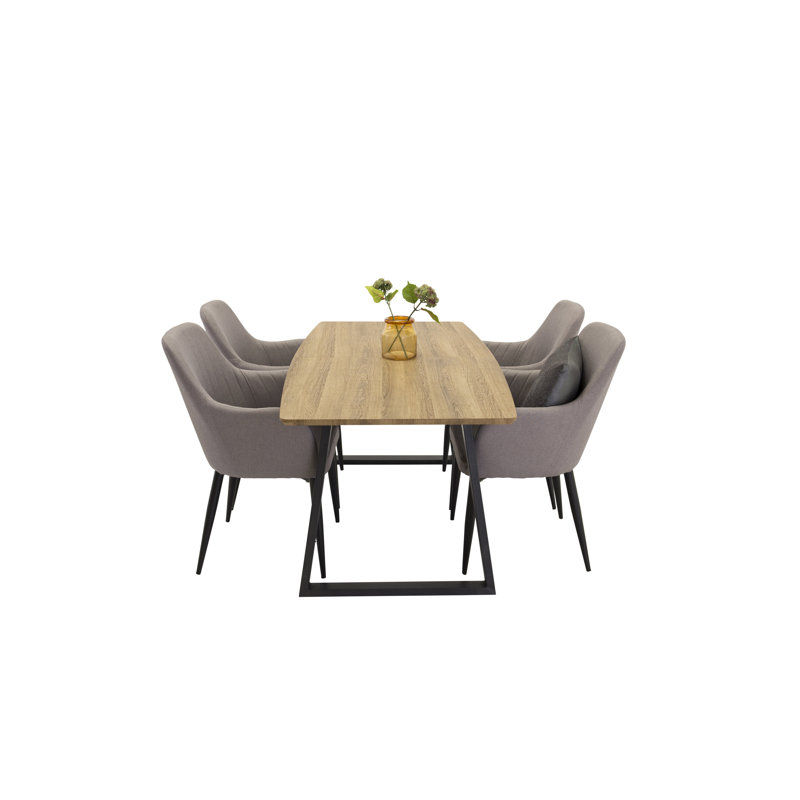 Zebediah 4 - Person Dining Set, Brown, Grey, Grey