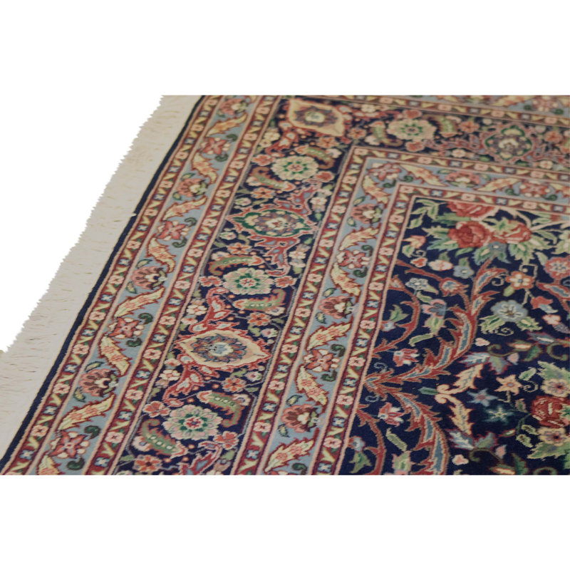 Hand Knotted Wool Area Rug in Navy