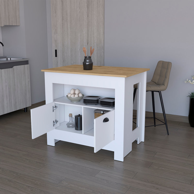 Kitchen Island, White / Macadamia, White
