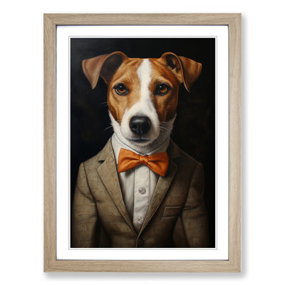 Jack Russell In A Suit Painting No.3 - Single Picture Frame Print on Wood