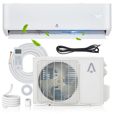 White 9000 BTU 20 SEER2 Ductless Mini Split AC with Heat Pump & WiFi, Ultra-Quiet, 230V, Cools & Heats Up to 450 Sq Ft, Complete Install Kit