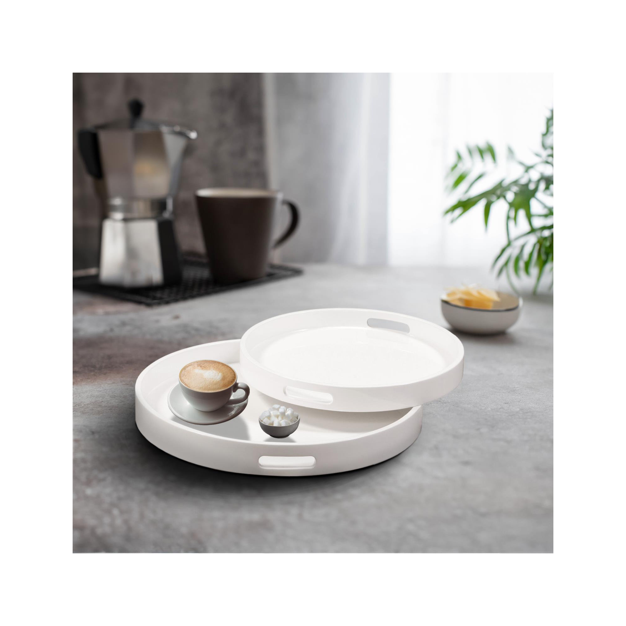 Parke Modern Tray - Set of 2, Rounded, White