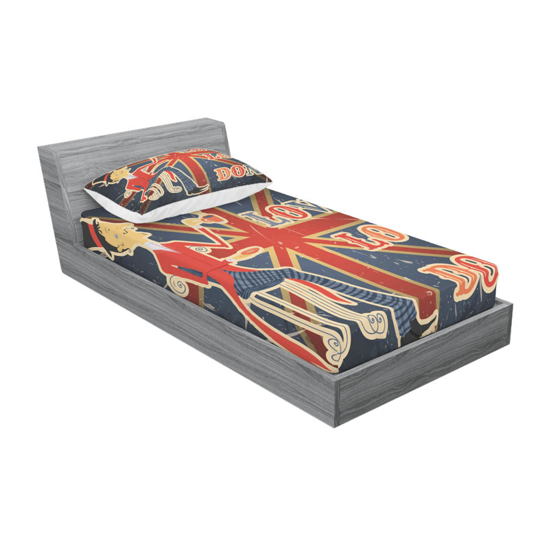 Ensemble de draps I Love London, Ensemble de draps pour lit simple TG avec drap-hou