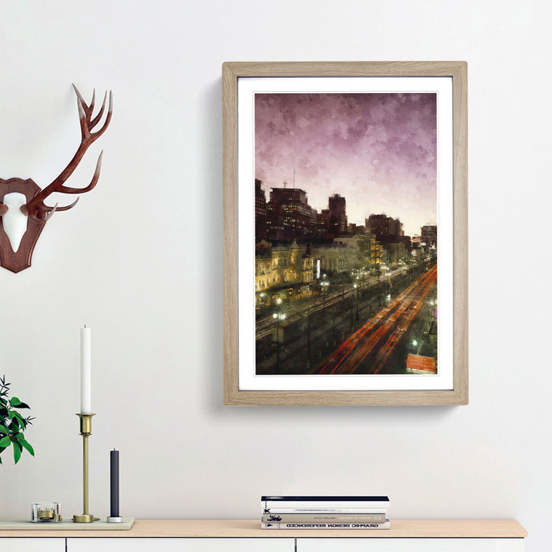 Canal Street in New Orleans - Picture Frame Graphic Art Print, Oak Framed, 87cm H x 62cm W x 2cm D