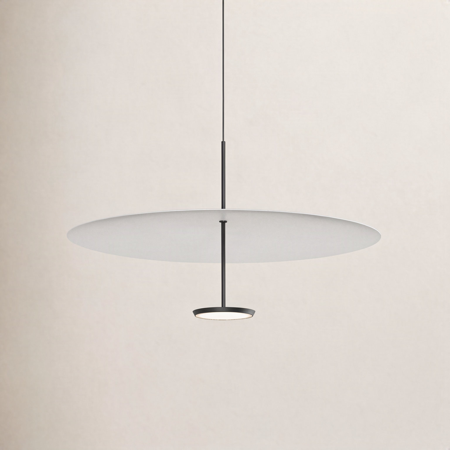Sky Dimmable Single Light Pendant, 17.5" H x 32" W x 32" D, White, Matte Black
