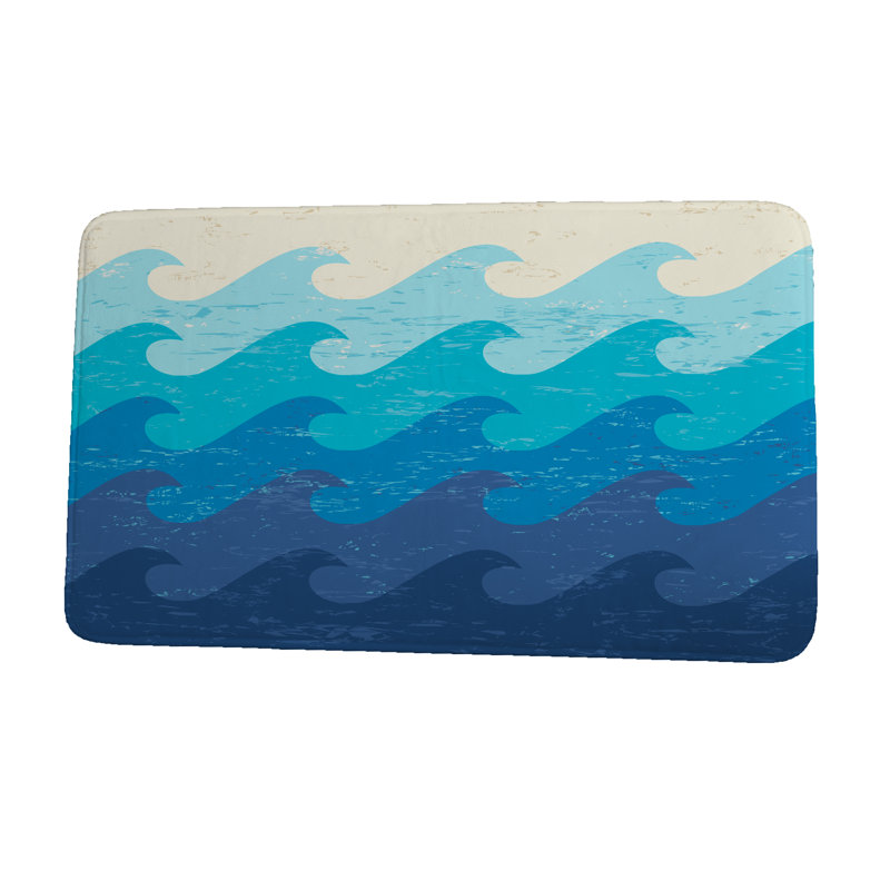 Non-Slip Bath Mat, Blue, 17" W x 24" 