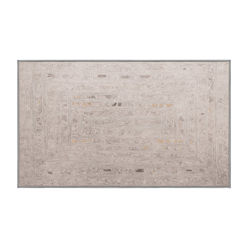 Machine Washable Gray Area Rug, Rectangle 6' x 9'