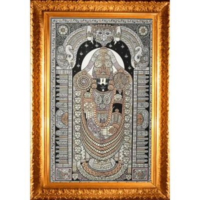 Lord Tirupati Balaji With Kirtimukha | Pattachitra Painting | Natural Colour On Handmade Canvas