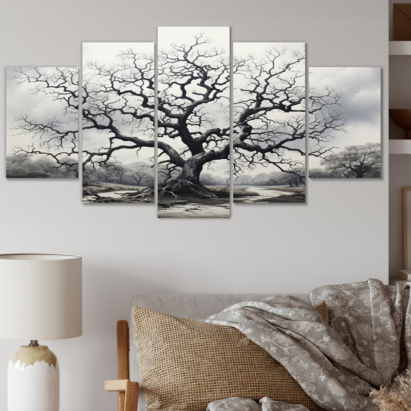 «Tree Monicol The The Contrast - Impression sur toile florale - 5 panneaux