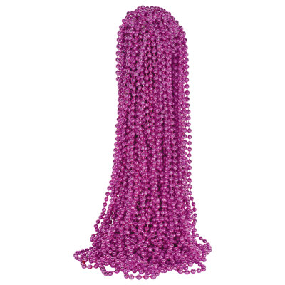 Perles de fête rose Beistle - paquet de 50, colliers de perles en plastique en vrac, accessoires de costume légers pour Mardi Gras, réveillon du Nouvel An, fêtes à thème, décor de scène, accessoires de photomaton et décoration d'événement, 33 po