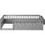 Lit simple à plancher surélevé avec rails en bois gris et tablette de rangement pour un lit de jeu sécuritaire et sécuritaire, éclairage, temps de lecture imaginatif-1036712155-1036712154