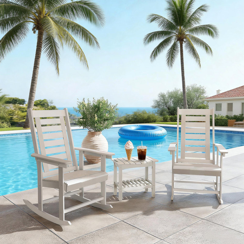 Ensemble de chaises berçantes d'extérieur, 2 pièces, Blanc