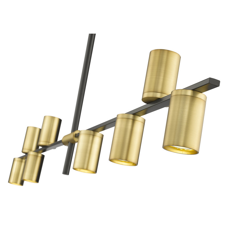 Lustre cylindrique spoutnik à 8 lumières Jamari, Laiton vieilli