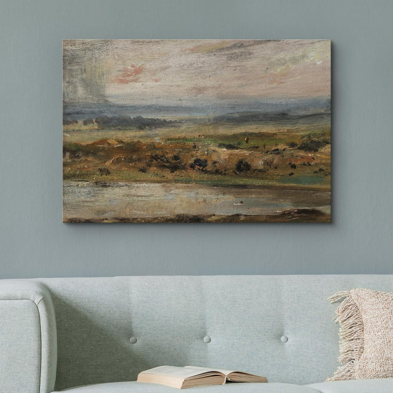 «Rustic Countryside Village River Nature Landscape Farmhouse Décor», impression sur toile grand cadre, Toile tendue
