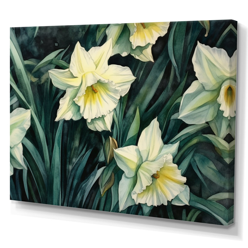 «Yellow Green Natures Impression Daffodil I» sur toile, 30" H x 40" W, Toile tendue