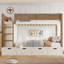 Lit simple superposé simple / simple / simple TG avec 4 tiroirs de rangement, lit superposé en bois massif avec garde-robe intégrée et garde-corps pleine longueur, sans sommier, beige et naturel-319791813