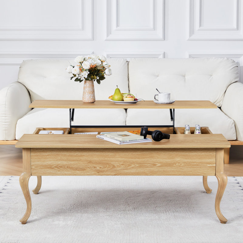 Lift Top Coffee Table With Storage, Natural