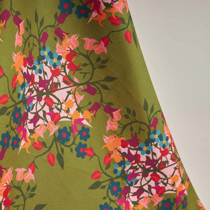Tablecloth Blumen, 98.5" x 98.5" Square, Green