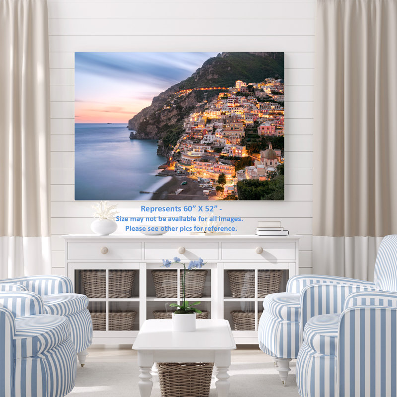 Ville côtière, côte méditerranéenne, soirée, Solerno, Italie, H 26 po x l 50 po x P 1,5 po