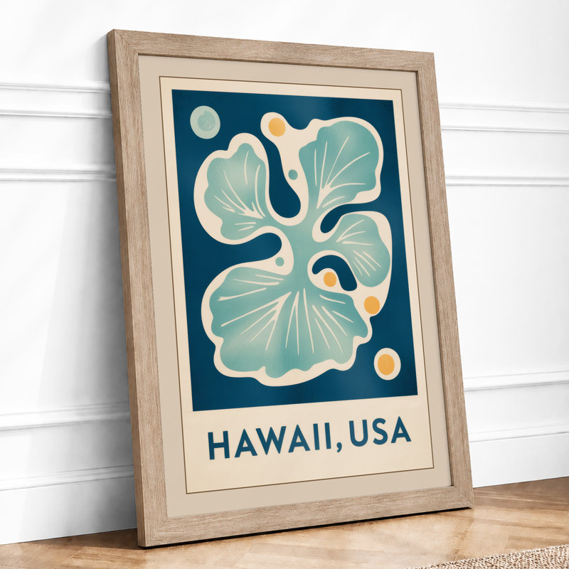 Hawaii Hibiscus Tropical - Framed Print, Oak, A4 - 29.7 x 21.0 cm