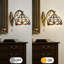 Applique murale rétro en vitrail avec cadre en métal bronze antique
