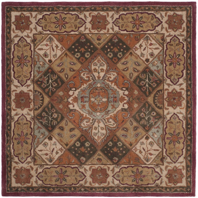 Wahcheechee Hand Tufted Wool/Cotton/Latex Oriental Rug in Rust/Ivory, Square 6'