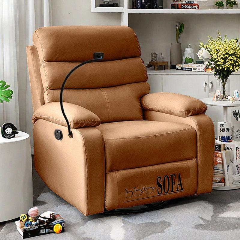 Fauteuil inclinable moderne en similicuir, Brun