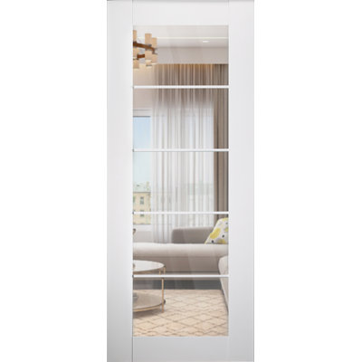 Smart Pro 5 Lite Polar White Manufactured Wood Clear Glass Standard Interior Door Slab
