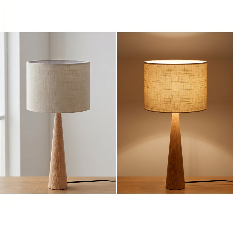 Manveen 20" Natural Solid Wood Table Lamp, Light Gray